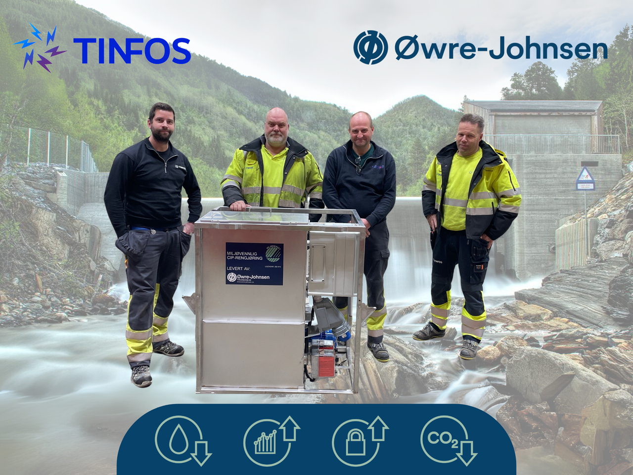 Tinfos Energi med ny CIP-rensemaskin.